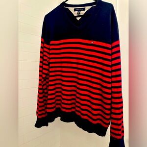 Tommy Hilfiger navy with red stripes sweater XL